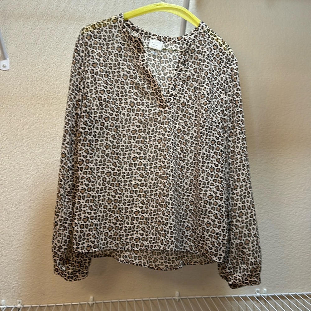 A cheetah print blouse from the brand new day in the size medium